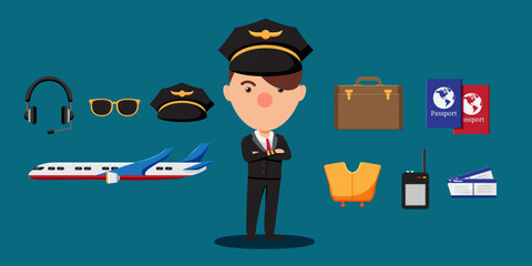 Young Captain in uniform and stuff in his career