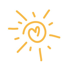 Sun doodle, sun symbol, summer clipart 