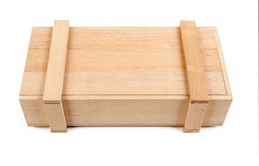 Wooden crate isolated on white background. Clipping path included.