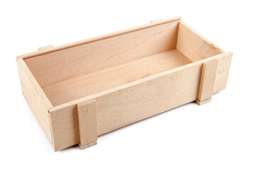 Wooden crate isolated on white background. Clipping path included.