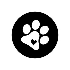 Heart paw icon vector. Dog paw illustration sign. love dog symbol.	