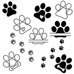 Fototapeta na wymiar Heart paw icon vector set. Dog paw illustration sign collection. love dog symbol.
