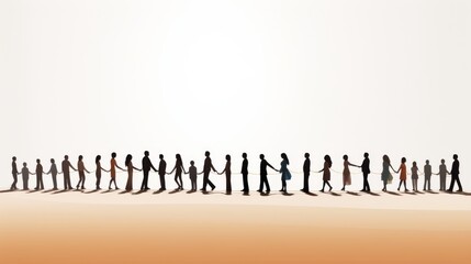 Simple illustration of people forming a human chain, representing teamwork and unity | generative ai