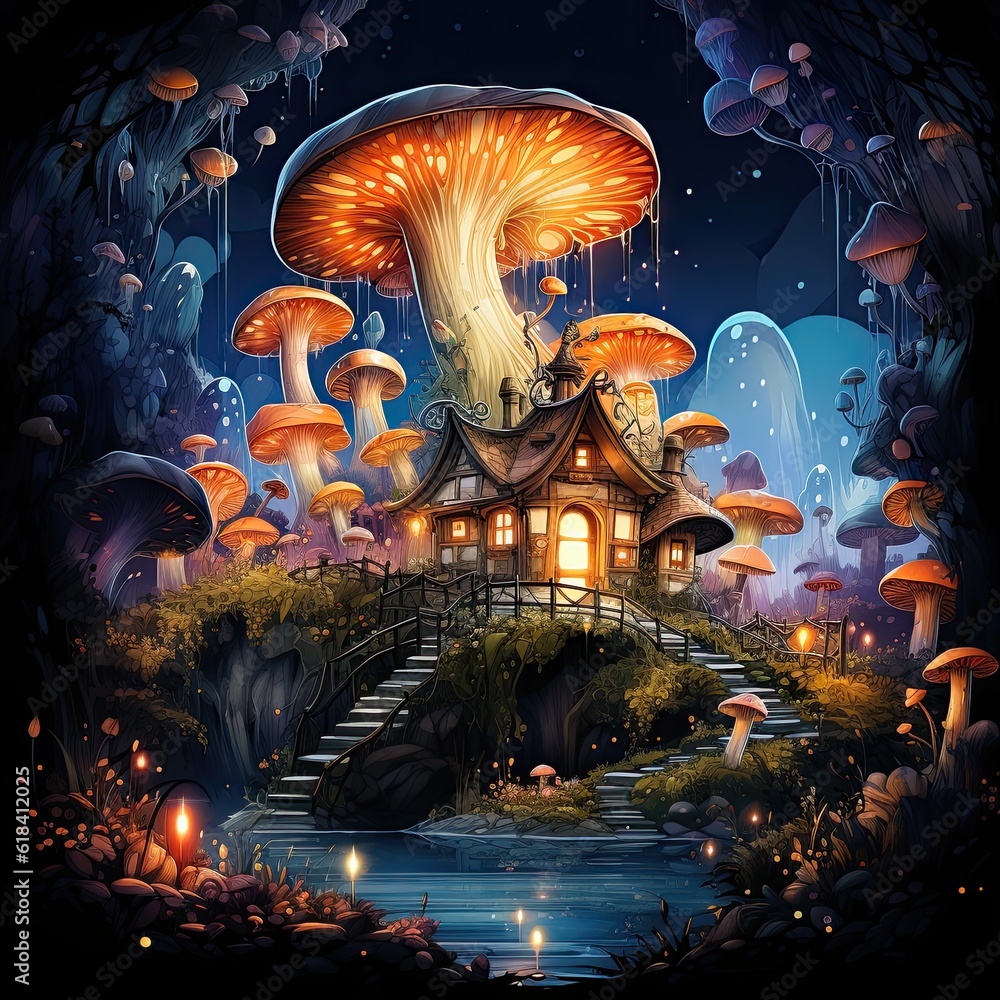 Canvas Prints fantasy mushroom house