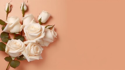 Obraz na płótnie Canvas Elegant white roses on a serene pink background