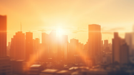 Sunset Radiance: A Vibrant Urban Evening. Generative AI