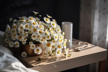 Bouquet chamomile flowers plant. Generate Ai - obrazy, fototapety, plakaty