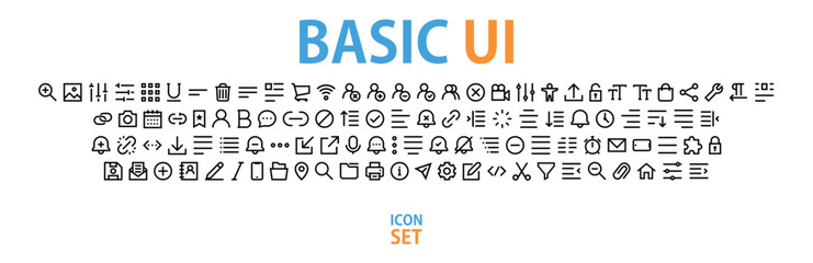 100+ basic ui vector icon set