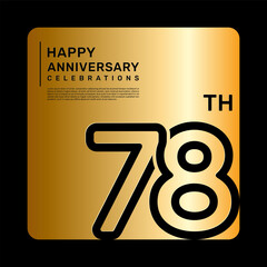 78th anniversary celebration template design with simple and luxury style in golden color