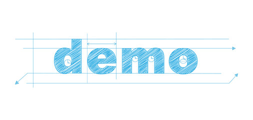 DEMO blue vector draft text banner