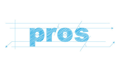 PROS blue vector draft text banner - obrazy, fototapety, plakaty