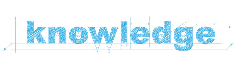 KNOWLEDGE blue vector draft text banner