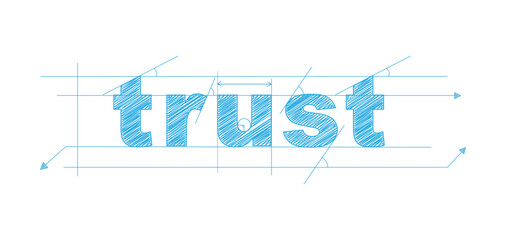 TRUST blue vector draft text banner