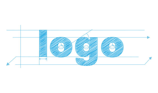 LOGO blue vector draft text banner