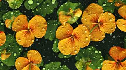 Background of Nasturtium , HD, Decorate with water drops, Background Wallpaper, Desktop Wallpaper , Generative Ai