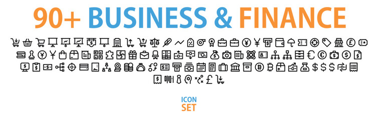 90+ business, finance, money vector icon set