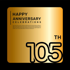 105th anniversary celebration template design with simple and luxury style in golden color