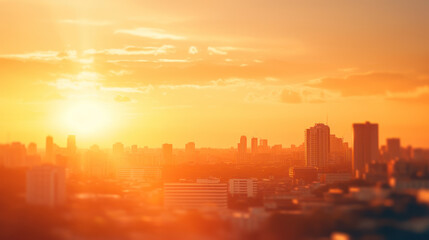 Golden Hour Glow: Summer Sunsets and Urban Skylines. Generative AI