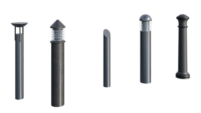 isolated various bollard model, best use for urban street design, best use for foreground render, best use for post production render.