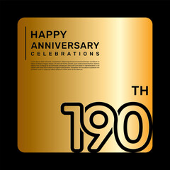 190th anniversary celebration template design with simple and luxury style in golden color