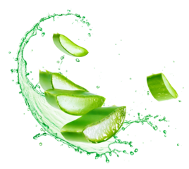 Aloe vera juice splashing isolated