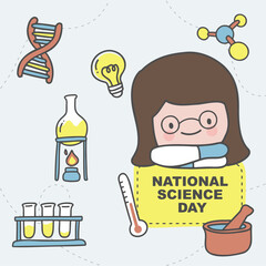 woman scientists in National Science day with science equipment