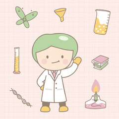 The scientist in laboratory with science equipment