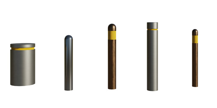 isolated various bollard model, best use for urban street design, best use for foreground render, best use for post production render.