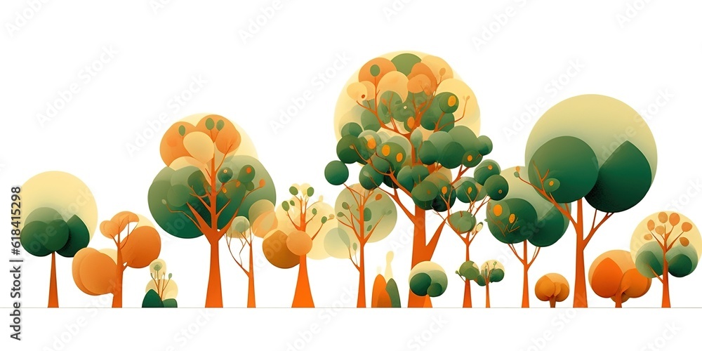Poster a cluster of trees that are currently positioned inside the grass
