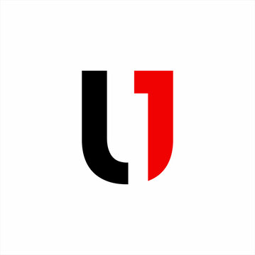 U letter logo design with number one.
