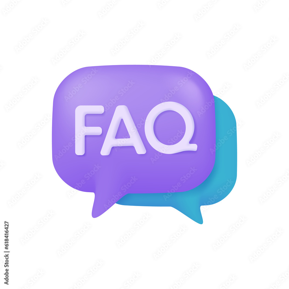Poster 3d text box. speech bubble dialog dialogue. questions and answers