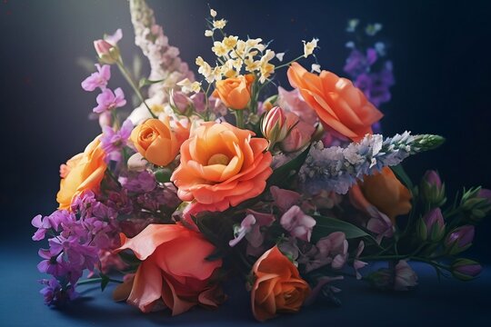 bouquet of colorful flowers - created with Generative Ai technology