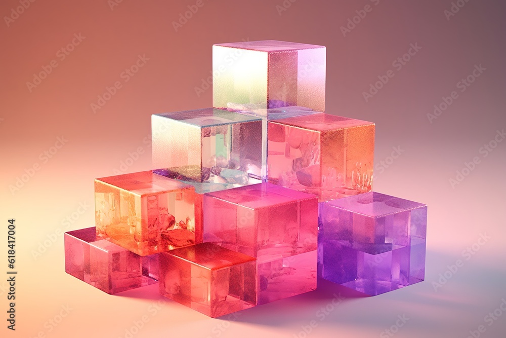 Poster a collection of cubic elements stacked one over the other