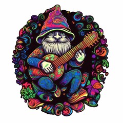 Vibrant illustration of bearded gnomes in different colors