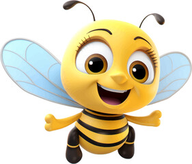 cute bee in 3d style. - obrazy, fototapety, plakaty