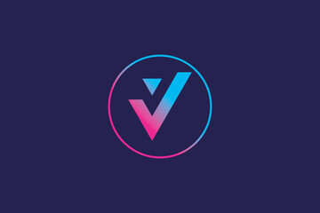 Colorful letter V growth logo design vector template