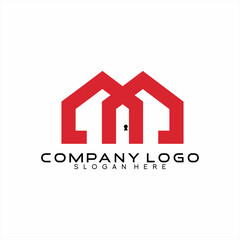 Real Estate logo design with letter M concept.
