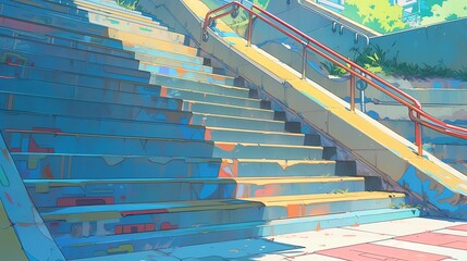Fototapeta premium Stadium staircases pop art