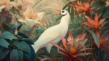 Beautiful white egret on a tree