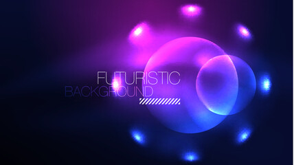 Circles with bright neon shiny light effects, abstract background wallpaper design