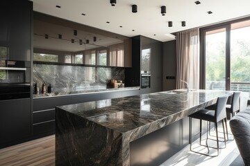 Luxury kitchen interior light. Generate Ai