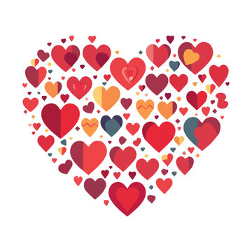 The heart is a symbol of love and Valentine s Day. A flat pink icon with a set of multicolored hearts inside, highlighted on a white background.