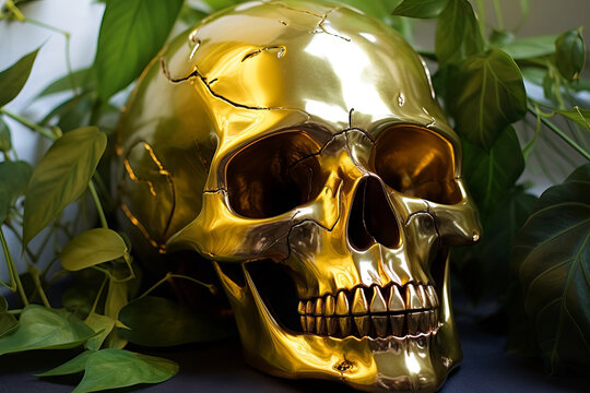 Abstract image of a golden skull