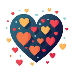 The heart is a symbol of love and Valentine s Day. A flat pink icon with a set of multicolored hearts inside, highlighted on a white background.