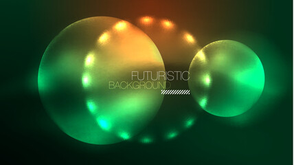 Neon glowing circles, magic energy space light concept, abstract background wallpaper design