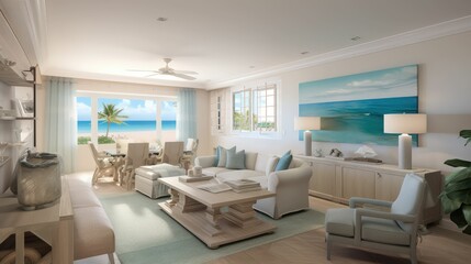 Cozy interior with seaside view