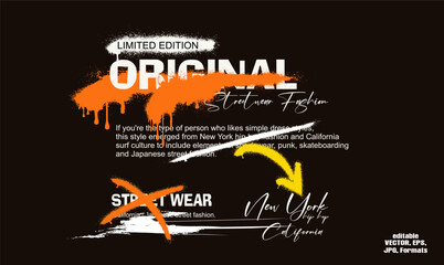 Urban typography hipster street art graffiti slogan print with neon spray, t shirt graphics print vector illustration design for graphic t- shirt