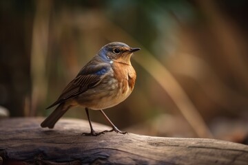 Fototapeta premium Cute little bird, autumn background. generative ai