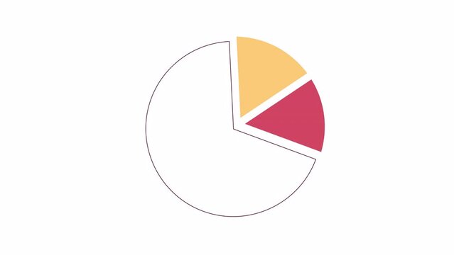 Pie chart 2D object animation. Circle diagram flat cartoon 4K video, transparent alpha channel. Reporting chart infographic. Statistics, data analysis. Review report animated icon on white background