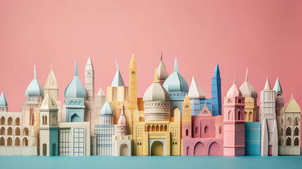 Obraz premium Origami Paper Art of sestieri square city created with Generative AI Technology